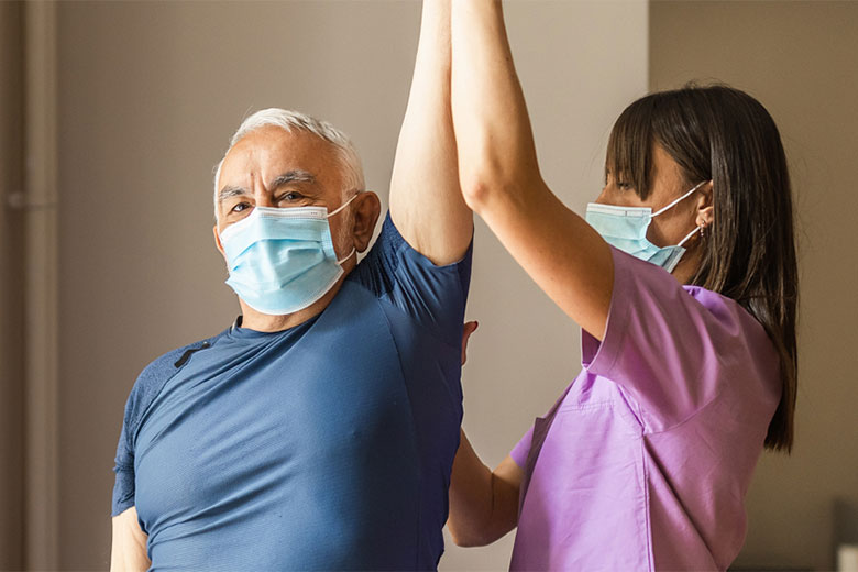 A man getting physical therapy