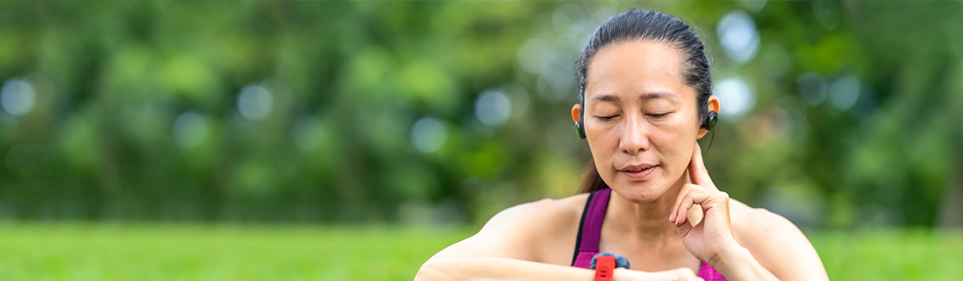 Woman checking pulse