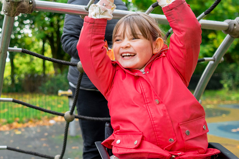 Child plays on playground